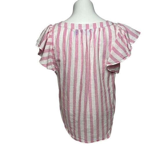 Draper James RSVP pink and white striped flutter sleeve smock top size M - Picture 9 of 14